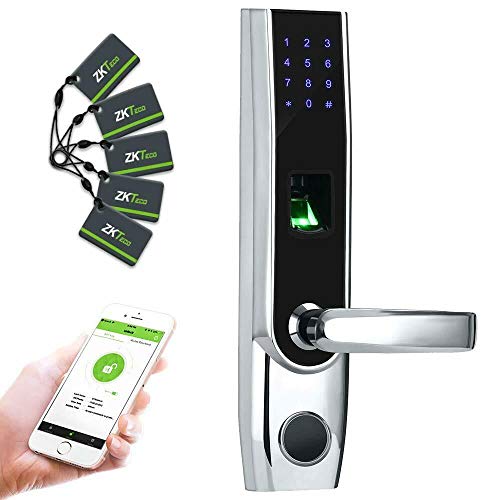 Cerradura Inteligente & Biométrica - ZKTeco TL400B - Smart Lock con lector de Huellas Dactilares - Tarjetas RFID - Bluetooth 4.0 - Contraseña - Smartphone App - Grabación de datos. Manilla Izquierda
