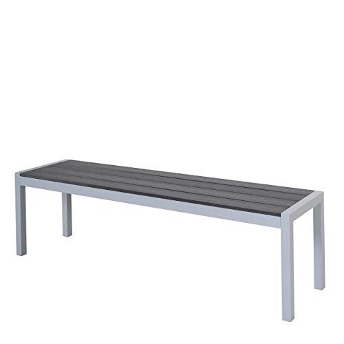 Chicreat - Banco de aluminio con superficie de Polywood, 160 x 40 x 45 cm, plateado y negro