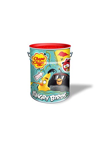 Chupa Chups Lata Angry Birds - Caramelos con Palo de Sabores Variados, 150 unidades