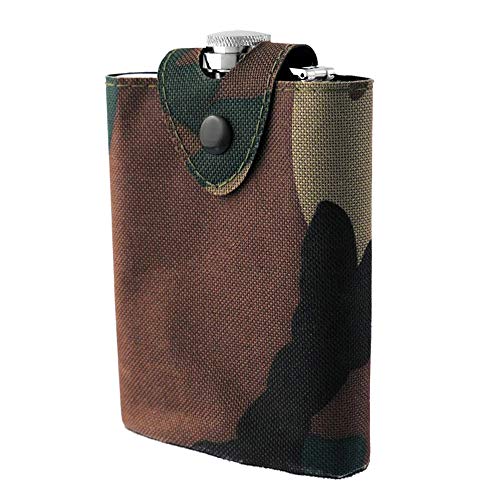 CIAF Petaca licorera de Acero Inoxidable con Funda Textil de Camuflaje