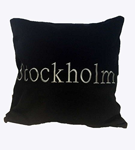Classic Textiles Of Sweden Almohada Stockholm, Aprox. 50 x 50 cm, 100% Algodón, aufgestickter Texto