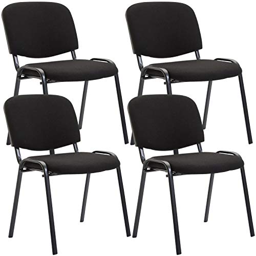 CLP Set De 4 Sillas De Reuniones Ken En Tela I Pack De 4 Sillas De Conferencia con Base De Metal I 4 Sillas Confidentes Apilables I Color: Negro CLP Set De 4 Sillas De Reuniones Ken En Tela I Pack De 4 Sillas De Conferencia con Base De Metal I 4 Sillas Confidentes Apilables I Color: Negro