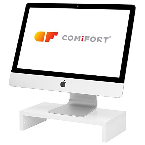 COMIFORT Elevador para Ordenador o Portátil- Funcional Soporte para Monitor, Resistente y Antideslizante de Estilo Moderno y Minimalista, Color Blanco