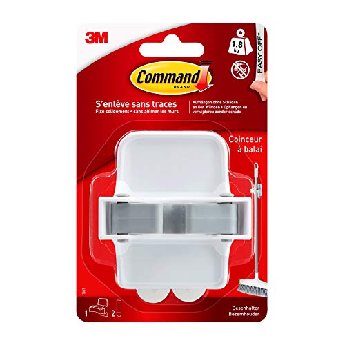 Command 17007 Soporte para escoba (, hasta 1, 8 kg de carga, 1 ganchos y 2 tiras