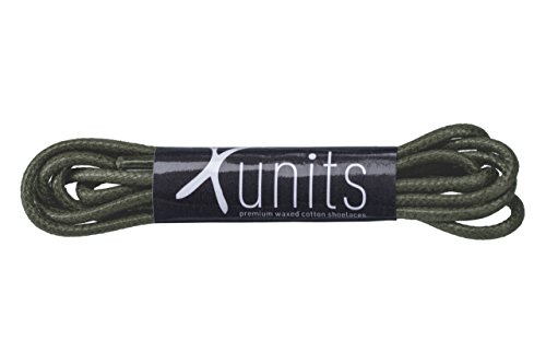 Cordones Xunits redondos y encerados con un diámetro de 2,5 mm, en longitudes de 60 a 114 para zapatos de zapatos de negocios o de piel, (1 par), verde oliva, 60 cm > 2-4 Paar Löcher