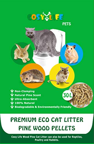 Cosy Life Arena higiénica para Gatos Eco Pellets de Madera de Pino - Aroma Natural de Pino - 30L