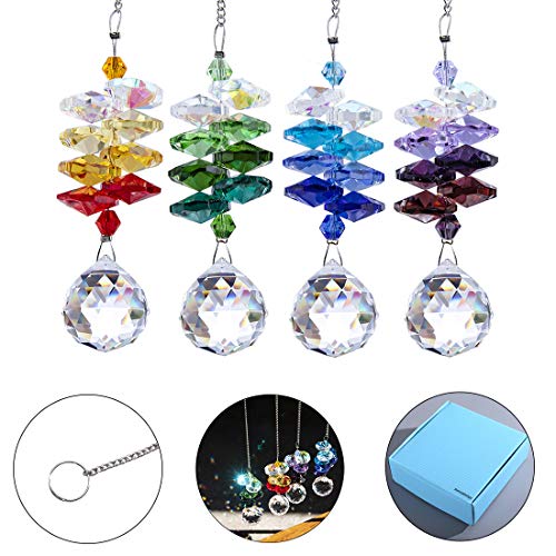 Crystalsuncatcher Rainbow Maker - Juego de 4 accesorios para lámpara de araña (20 mm, forma de prisma de cristal, forma octogonal)