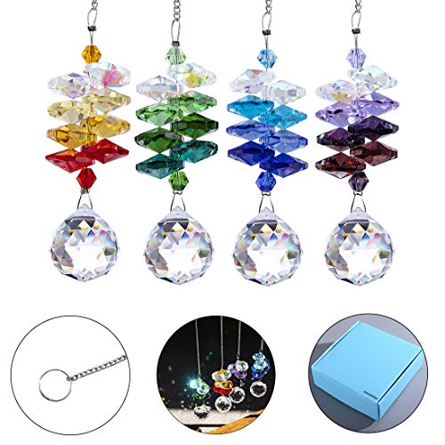 Crystalsuncatcher Rainbow Maker - Juego de 4 accesorios para lámpara de araña (20 mm, forma de prisma de cristal, forma octogonal) Crystalsuncatcher Rainbow Maker - Juego de 4 accesorios para lámpara de araña (20 mm, forma de prisma de cristal, forma octogonal)