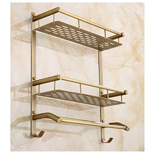 Cuarto de baño toalla barra de latón Estante de almacenamiento, estantes de 3 capas de cobre de partición de baño, Urge la vendimia de pared Caja de almacenamiento, sostenedor de la toalla impermeable Cuarto de baño toalla barra de latón Estante de almacenamiento, estantes de 3 capas de cobre de partición de baño, Urge la vendimia de pared Caja de almacenamiento, sostenedor de la toalla impermeable