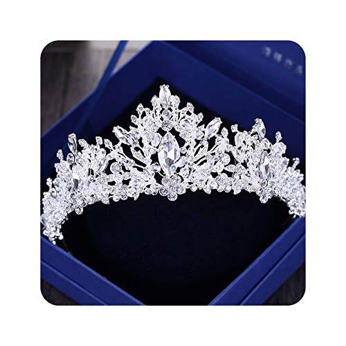 Cuentas de diamantes de imitación Corazón Tiara de novia Corona de cristal de plata Diadem velo Tiaras Accesorios para el cabello de la boda Headpieces,Otros