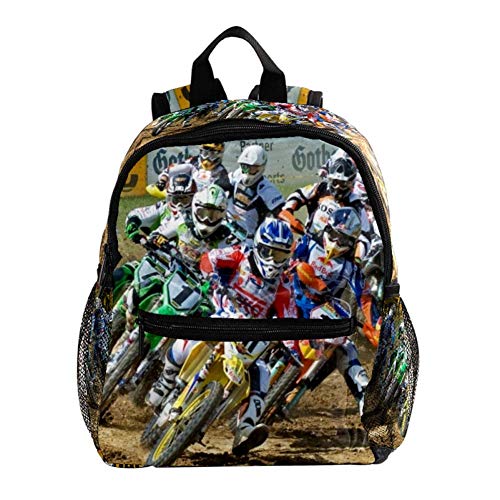 Daypack Motocicleta Motocross Moto Mochila para Niños 3-8 Años Mochila Infantiles Bolsas Escolares de Niños Niñas 25.4x10x30 CM