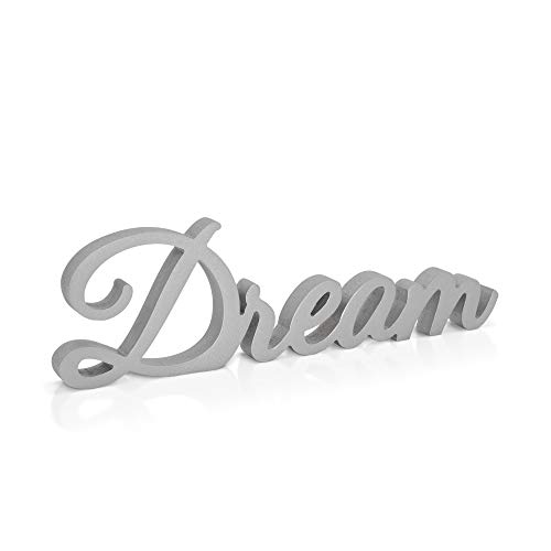 Declea Letras Palabras Decorativas Dream Color Plateado - Placa de Madera con la inscripción Dream- Accesorio de decoración para Fiestas de decoración del hogar Wedding Design