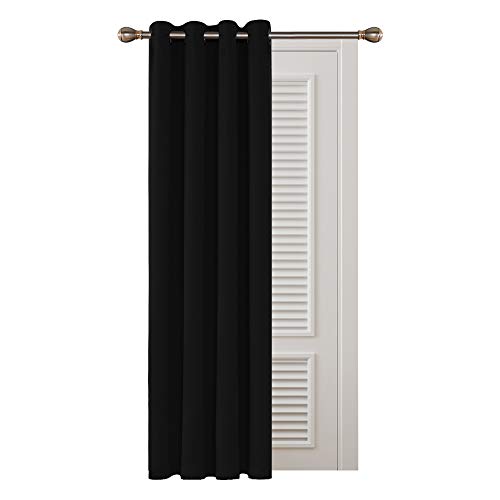 Deconovo Cortinas Dormitorio Moderno Suaves Opacas para Ventanas de Habitación 1 Pieza con Ojales 132 x 138 cm Negro