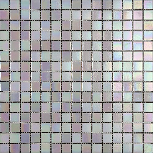 Decostyle DEC-74291AXT013 - Mosaico de Vidrio en Malla, Blanco, 4 mm, 32.7 x 32.7 cm, Set de 10 Piezas