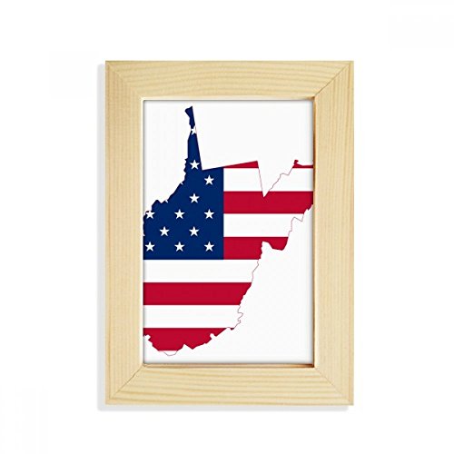 DIYthinker Virginia, EE.UU. West Mapa Stars Cortocircuitos Bandera Forma de Escritorio de Madera Marco de la Foto del Arte Pintura 5X7 Pulgadas