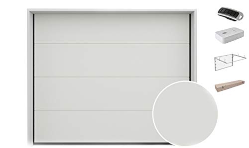 Doorhan - Puerta de garaje seccional con accionamiento | Liso + W-LINE | para montaje en casa | (ancho 2375 x altura 2280 cm, blanco)