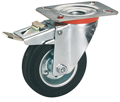 Dörner + HELMER 712172 sólido de goma fija ruedas con rodamientos de rodillo 125 x 37 mm/Panel 100 x 85 mm