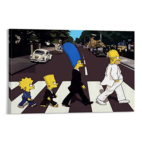 DRAGON VINES Póster de Simpsons Abbey Road Zebra Crossing Gang of Four Lienzo decorativo para pared (50 x 75 cm)