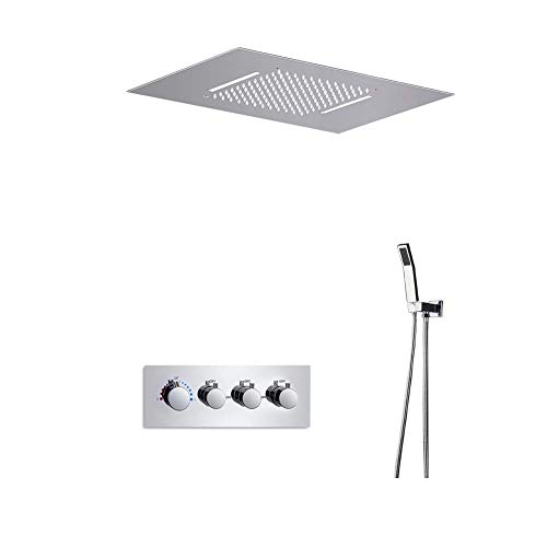 Ducha BM&J, Juego de Ducha Resistente y Resistente, luz LED de Acero Inoxidable Pulido Superficial Grifo de válvula de Ducha termostática de latón Ducha BM&J, Juego de Ducha Resistente y Resistente, luz LED de Acero Inoxidable Pulido Superficial Grifo de válvula de Ducha termostática de latón