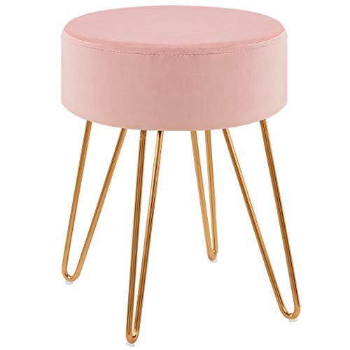 Duhome Taburete de Tela Terciopelo banqueta Redondo Acolchado seleccion de Color 9111, Color:Rosa, Material:Terciopelo Duhome Taburete de Tela Terciopelo banqueta Redondo Acolchado seleccion de Color 9111, Color:Rosa, Material:Terciopelo