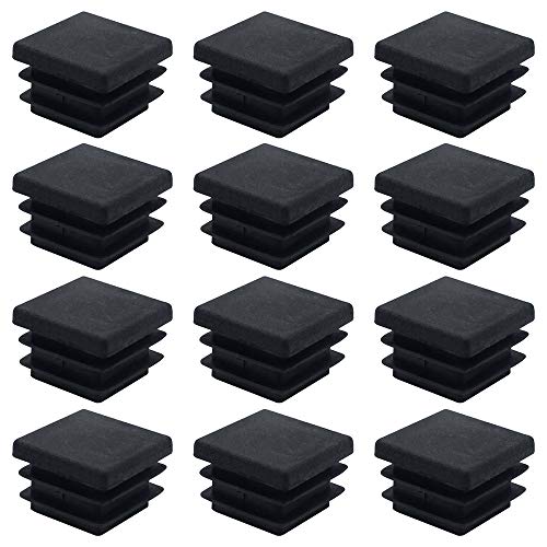 DXLing 40 Piezas Tapones de Plástico Negro 20 x 20m Cuadrados Alfombrilla Antideslizante Tapas de Tubo Cuadrado Tapón de Tubo Cuadrado Tapones de Inserción para Mobiliario Sillas Escritorios mesas