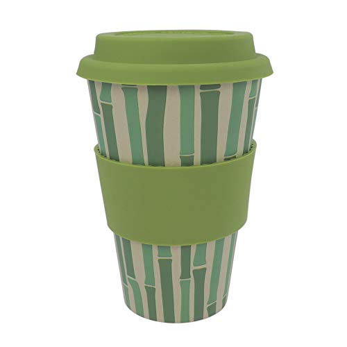 ebos Vaso de bambú Coffee-to-Go, sin melamina, vaso reutilizable de materiales naturales, apto para lavavajillas y microondas, pipas de bambú