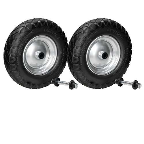 ECD Germany 2x Rueda para carretilla con llanta de acero PU 4.80/4.00-8 390mm Rueda de Repuesto de goma maciza Negro ECD Germany 2x Rueda para carretilla con llanta de acero PU 4.80/4.00-8 390mm Rueda de Repuesto de goma maciza Negro