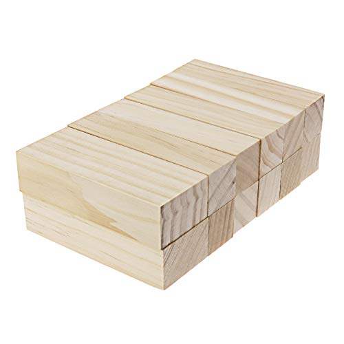 EMSea - Lote de 12 bloques de madera para escultura artesanal (10 x 2,5 x 2,5 cm y 2 unidades de 10 x 2,5 x 4 cm)