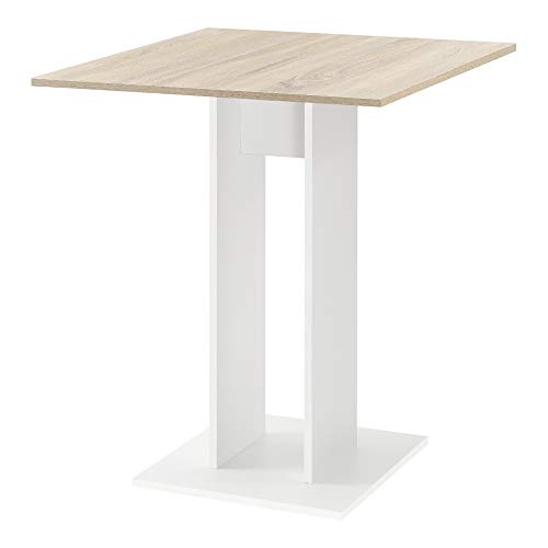 [en.casa] Mesa de Comedor Lindesnes 65 x 65 x 78 cm Mesa de Cocina o Salón Cuadrada Mesa de Bar Mesa de Bistro Efecto Roble y Blanco