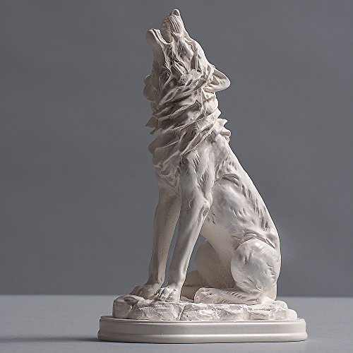 Escultura de lobo de celulosa de alta calidad, hecha a mano en Alemania, busto en blanco, 19 cm