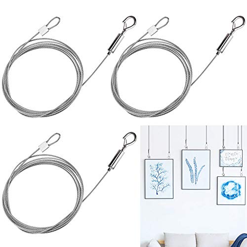 FAVENGO 3 Pcs Cable para Colgar Cuadros Alambre Acero Inoxidable 1.5mm x 2 m Cable Trenzado Acero Inoxidable Cuerda Sirga con Gancho Ajustable para Colgar Cuadros Fotos Luces Ropas (la Carga 30kg) FAVENGO 3 Pcs Cable para Colgar Cuadros Alambre Acero Inoxidable 1.5mm x 2 m Cable Trenzado Acero Inoxidable Cuerda Sirga con Gancho Ajustable para Colgar Cuadros Fotos Luces Ropas (la Carga 30kg)