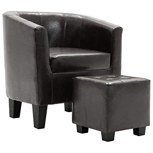 Festnight Sillón Relax Sillón con Diseño de Cubo con Reposapiés Butacas para Dormitorio y Salón Cuero Sintético Marrón Festnight Sillón Relax Sillón con Diseño de Cubo con Reposapiés Butacas para Dormitorio y Salón Cuero Sintético Marrón