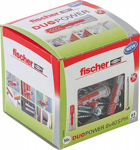 Fischer Duopower 8X40 S Ph Diy/ (Caja Brico de 50 Uds), 535464, gris, Set Piezas