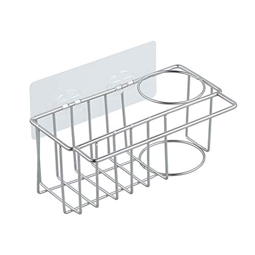 Fregadero de acero inoxidable, soporte de esponja adhesivo escurridor con colgador de tela + soporte de cepillo, organizador de fregadero 3 en 1, almacenamiento para fregadero de cocina, impermeable