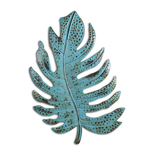 Galapara Decoracion de Pared, Blue Leaf Wall Art Iron Leaf Decoración de Pared de Metal de Hierro Decoración de Pared de Arte para el hogar Adorno Colgante de Pared