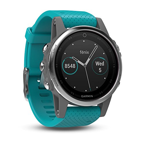 Garmin Fenix 5S - Reloj multideporte, con GPS y medidor de frecuencia cardiaca, lente de cristal y bisel de acero inoxidable, 42 mm, Plata/Turquesa Garmin Fenix 5S - Reloj multideporte, con GPS y medidor de frecuencia cardiaca, lente de cristal y bisel de acero inoxidable, 42 mm, Plata/Turquesa