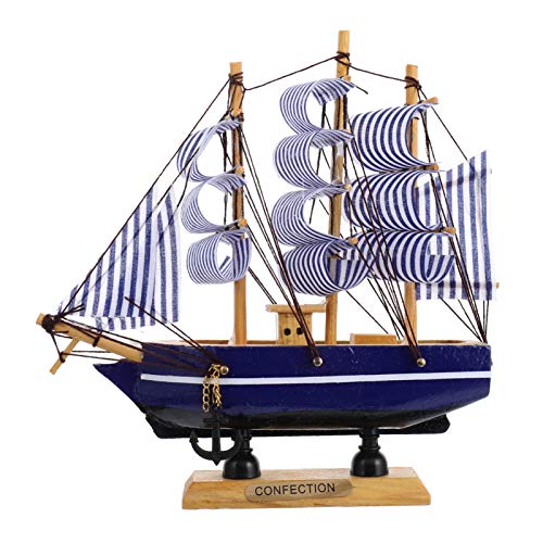 GARNECK Veliero de madera modelo de barco de vela náutica estilo mediterráneo temática playa adorno de mesa para casa dormitorio salón decoración