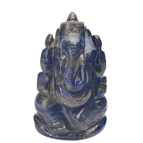 Gemhub Tallado a Mano único Aproximadamente 407.00 CT lapislázuli Amuleto de Piedras Preciosas Ganesha Miniatura Estatua V-7865