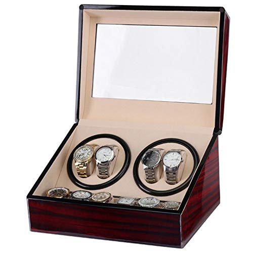 Good Shopping Caja Giratoria Relojes Watch Winder Reloj automático Winder Box 4 + 6 Pantalla de Almacenamiento de Cuero Caja de Reloj (Color : Brass)