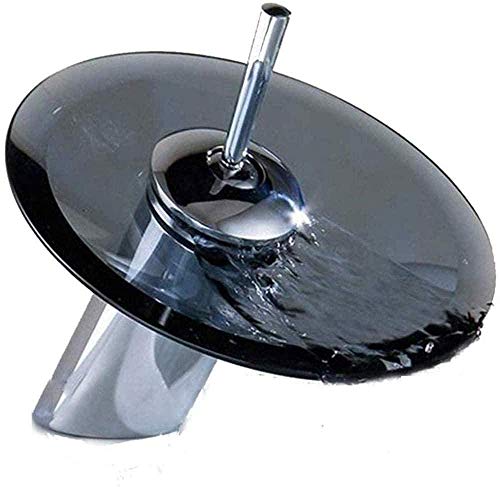 Grifo Grifo De Jardín Grifo De Cascada Monobloque Moderno Caño De Vidrio Gris Cascada De Una Manija Grifo Mezclador De Lavabo De Baño Grifo Monomando Mezclador De Grifo Mezclador De Baño Cromado Cosmo