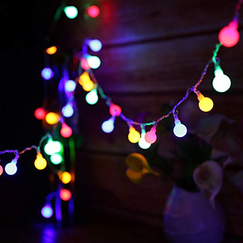 Guirnalda Luces Exterior,Tomshine Cadena Luz 13M 100LED Multicolor Bola decorativa con control remoto iluminación Brillo Ajustable Luminoso de Exterior para la Fiesta de Navidad, Dormitorio, Jardín