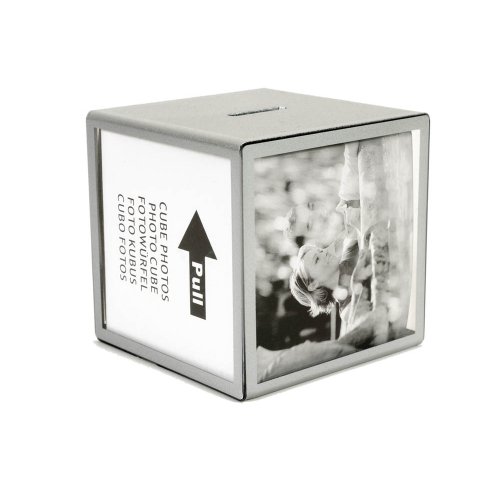 HAB & GUT -FRBOX001- Hucha con Fotos, Plata, Cubo 9,5 x 9,5 x 9,5 cm, Marco para 5 Fotos