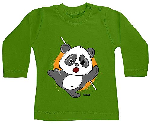 Hariz - Camiseta de manga larga para bebé, diseño de panda de samurái, animales de la jungla, incluye tarjeta de regalo, color verde lima 6-12 meses