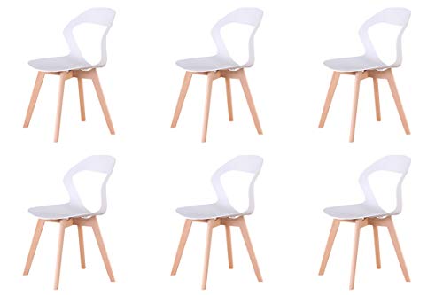 Herbalady Un conjunto de 4 o 6 sillas, diseño simple con respaldo abierto. Utilizado en comedor, sala de estar, dormitorio, etc., 2 estilos y varios colores están disponibles. (Blanco, 6)
