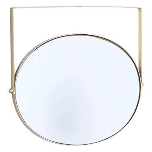 HFSYYM6 Espejo de Pared de Oro Minimalista nórdico, Espejo de Maquillaje de baño de baño de baños, Espejo de decoración de Pared Redonda, 43 x 48 cm