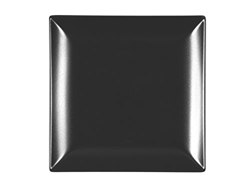 H&H Boston - Juego de 6 platos llanos, de cerámica, color negro, cuadrado, 24 x 24 cm