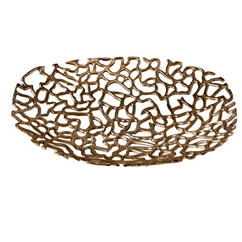 Home Collection Cuenco Bandeja Decorativa en Metal Dorado L51cm