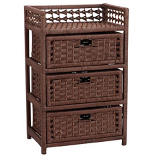 Household Essentials Chest with 3 Drawers, Paper Rope