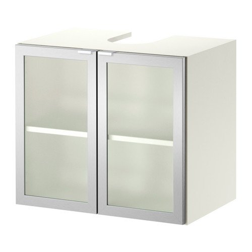 IKEA LILLÅNGEN - Mueble bajo Lavabo w 2 puertas, blanco, aluminio - 60x38x51 cm