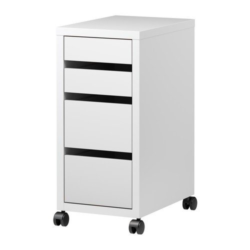 Ikea MICKE - Elemento para cajones sobre ruedas, en blanco, 35 x 75 cm